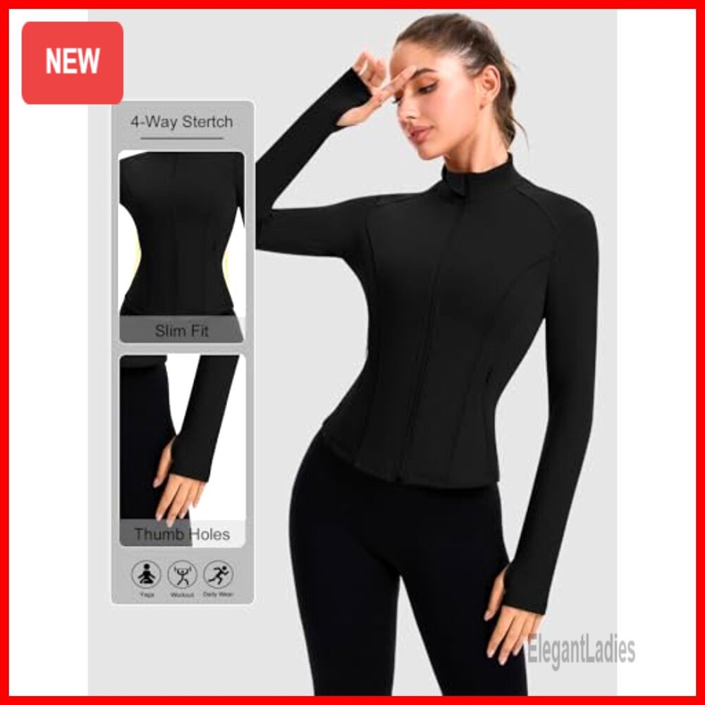 Cropped Full Zip Workout Jacket With Pockets Ligh… - image 5